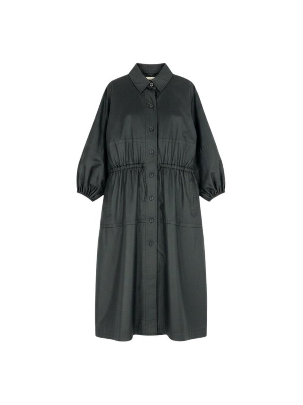 Saint Laurent H6 Long Coat Waist Mark Droast Stand Collar Spring Black Female
